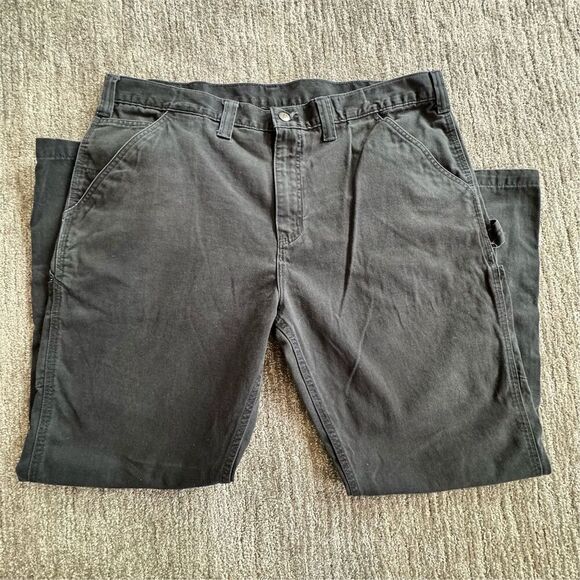 Carhartt Men's Relaxed Fit 100% Cotton Carpenter Utility Jeans Black Size 40x30 - Picture 1 of 11